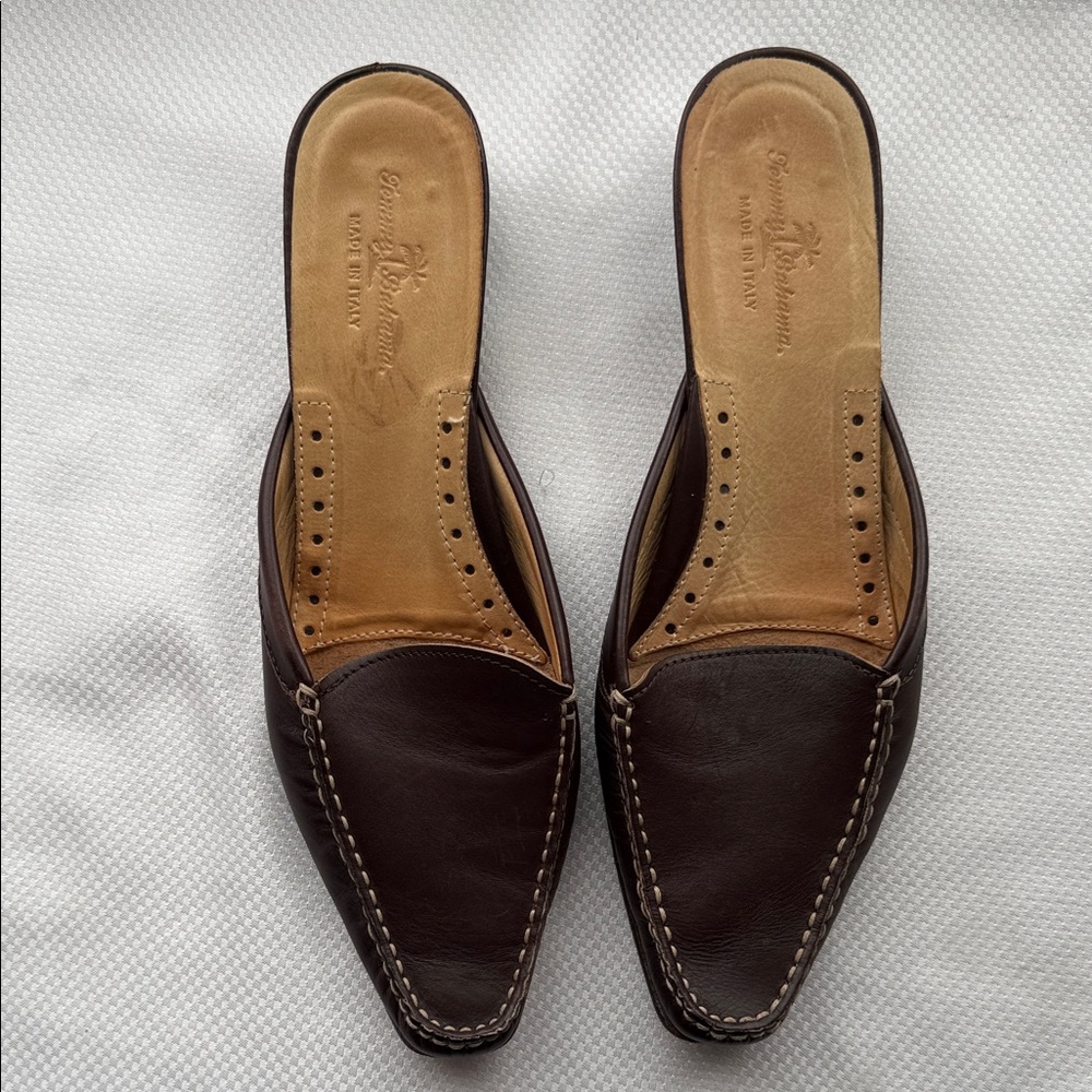 Tommy Bahama Leather Dark Brown - Low Heel Slip-Ons - 8.5